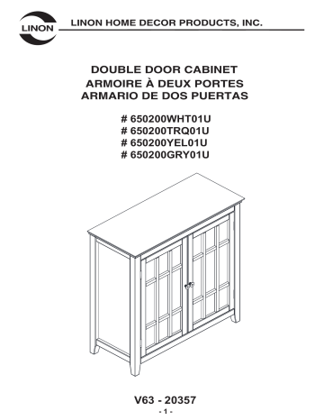 Linon Home Decor 650200WHT01U Largo Antique White Storage Cabinet Mode d'emploi | Fixfr