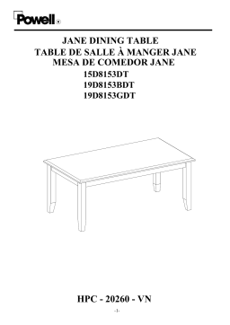 Powell Company HD1480D20 Powell Twyla Brown Dining Table Mode d'emploi