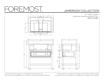 Foremost JMNVT3739D Jamerson 37 in. W x 22 in. D x 34 in. H Bath Vanity spécification | Fixfr