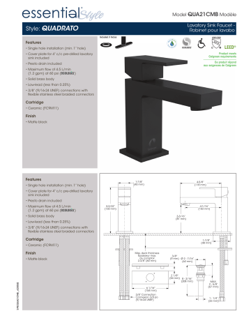 Keeney QUA21CMB Belanger Single Hole Single-Handle Bathroom Faucet spécification | Fixfr