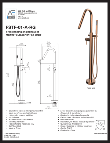 A&E 240187 Aya Single-Handle Freestanding Roman Tub Faucet spécification | Fixfr