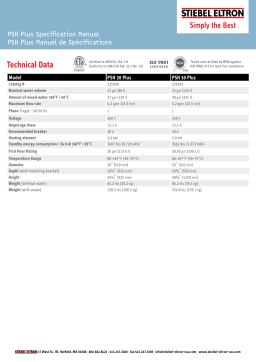 STIEBEL ELTRON PSH 30 Plus 32 Gal. Wall-Mounted Compact Point of Use Electric Tank Water Heater spécification