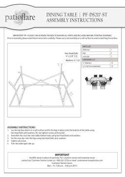 Patio Flare PF-DS217-ST Chelsea Deluxe 7-Piece Patio Dining Set-DISCONTINUED Mode d'emploi