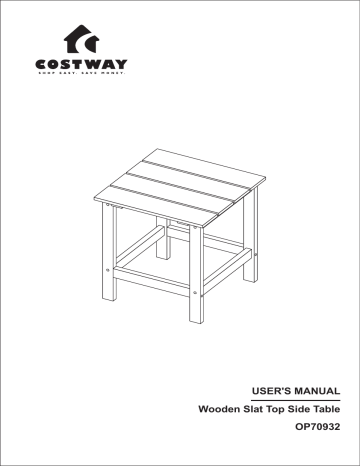 OP70932BK | 2*OP70932BK | OP70932GR | Costway OP70932WH 18 in. White Square Wood Patio Outdoor Coffee Table Side Slat Deck Mode d'emploi | Fixfr