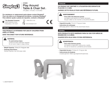 Simplay3 216080-01 Play Around Table and Chair Set Mode d'emploi | Fixfr