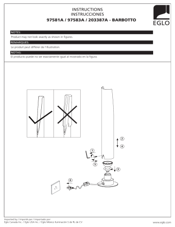 Eglo 203387A Barbotto 15.5 in. Matte Black Table Lamp Mode d'emploi | Fixfr