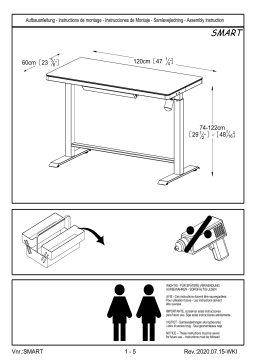 Nyhus HD-70080004724 Elsa 47 in. White Sit Standing Desk Glass Top Mode d'emploi