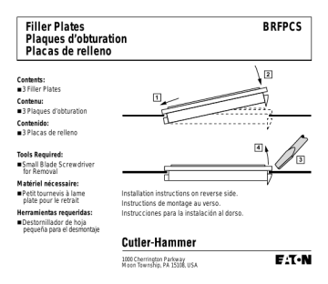 Eaton BRFPCS BR Type Circuit Breaker Filler Plates (3-Pack) Mode d'emploi | Fixfr
