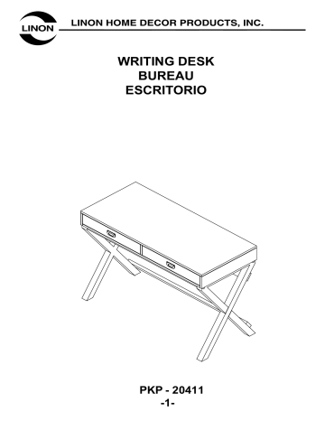 Linon Home Decor THD03716 Sara 44 in. W Rectangular Light Pink 2-Drawer Writing Desk Mode d'emploi | Fixfr