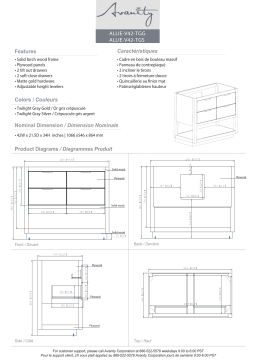 Avanity ALLE-VS43-TGG-D Allie 43 in. W x 22 in. D Bath Vanity spécification