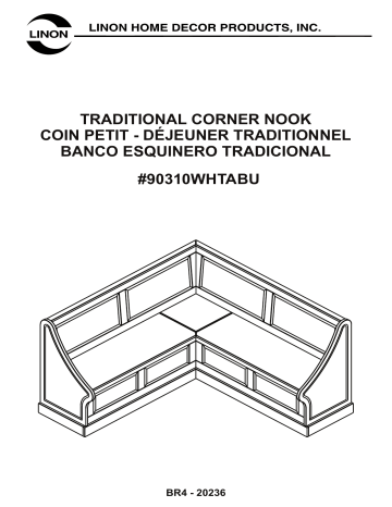 THD02821 | Linon Home Decor THD02677 Linon Barnett White Corner Breakfast Nook 37.38 in. Tall Mode d'emploi | Fixfr