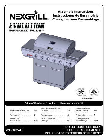 Nexgrill 720-0882AE Evolution 5-Burner Propane Gas Grill Mode d'emploi | Fixfr