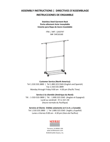 rack-173 | SHE16160 | rack-89 | Unbranded rack-174 Gray Alloy Steel Garment Clothes Rack Double Rods 30.5 in. W x 64.2 in. H Mode d'emploi | Fixfr