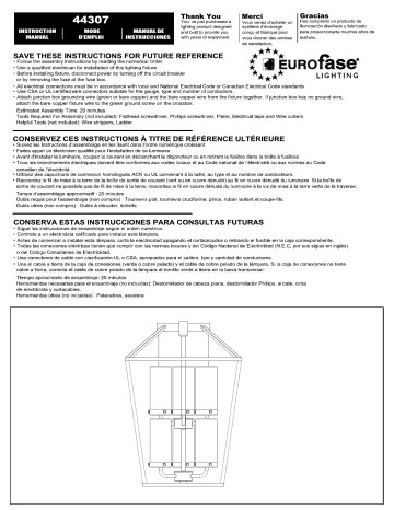 Eurofase 44307-011 Bastille 6-Light Black Hardwired Outdoor Wall Lantern Sconce Mode d'emploi | Fixfr