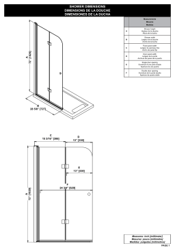 OVE Decors 15SGP-SALL34-SA Sally 33.5 in. W x 72 in. H Bi-Fold Frameless Shower Door spécification