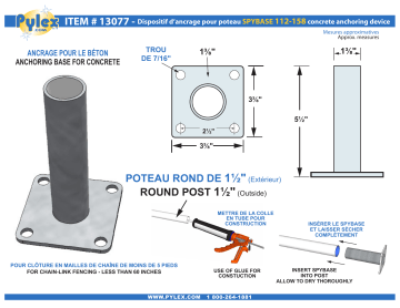 Pylex 13077 Spybase 112 for 1-1/2 in. Round Post (6-Pack) spécification | Fixfr