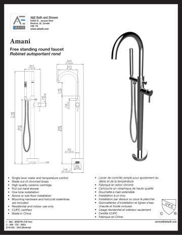 A&E 240185 Amani Single-Handle Freestanding Roman Tub Faucet spécification | Fixfr