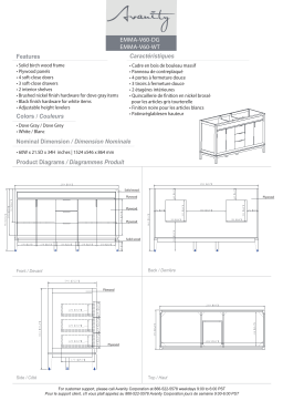 Avanity EMMA-VS61-WT-C Emma 61 in. W x 22 in. D x 35 in. H Bath Vanity spécification