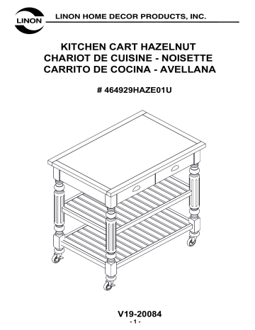 Linon Home Decor THD02646 Linon Ash Janelle Kitchen Cart Mode d'emploi | Fixfr