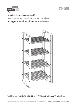 Honey-Can-Do SHF-09337 14.57 in. W x 11.81 in. D x 36.61 in. H Natural Bamboo Freestanding 4-Tier Bathroom Shelf Mode d'emploi