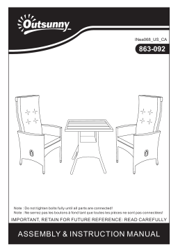 Outsunny 863-092CW 3-Pieces Patio PE Rattan Wicker Patio Conversation Furniture Set Mode d'emploi