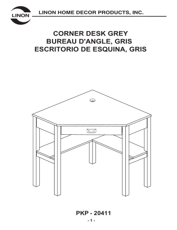 Linon Home Decor THD03457 Sara 29 in. W Corner Desk Wood Gray Writing Desk Mode d'emploi | Fixfr