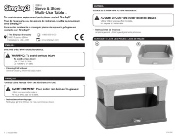 Simplay3 220100-02 Serve and Store Multi-Use Plastic Outdoor Accent Table Mode d'emploi | Fixfr