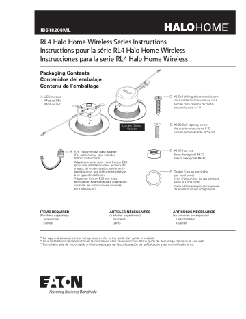 RL4HHHL-2PK | Halo RL4099BLE40AWH RL 4 in. 2700K-5000K Tunable Smart White Integrated LED Recessed Ceiling Light Trim Selectable Lumens Mode d'emploi | Fixfr