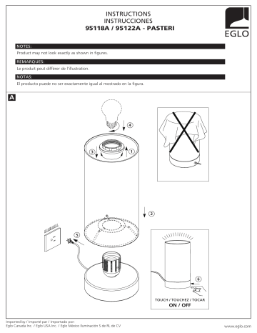 Eglo 95118A Pasteri 10.07 in. Matte Nickel Table Lamp Mode d'emploi | Fixfr