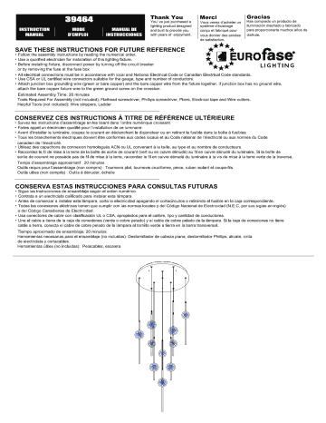 39464-019 | 39464-026 | Eurofase 39464-033 Barletta 57-Watt Integrated LED Black Anodized Aluminum Chandelier Mode d'emploi | Fixfr