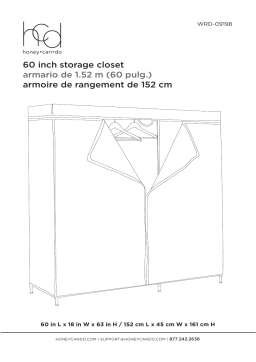 Honey-Can-Do WRD-09198 63 in. H x 60 in. W x 18 in. D Gray Steel Portable Closet Mode d'emploi