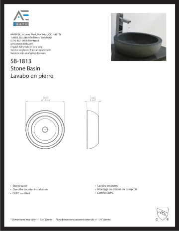 Unbranded 240151 Lexie Vessel Stone Basin Sink spécification | Fixfr