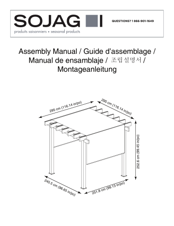 Sojag 500-9166859 Yamba 10 ft. W x 10 ft. D Gray Aluminum Pergola Mode d'emploi | Fixfr