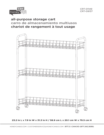 Honey-Can-Do CRT-09137 3-Tier Steel Wheeled Utility Cart Mode d'emploi | Fixfr