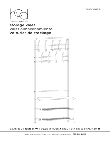 Honey-Can-Do SHF-03423 Entryway Coat Rack and Shoe Rack Combo Mode d'emploi | Fixfr