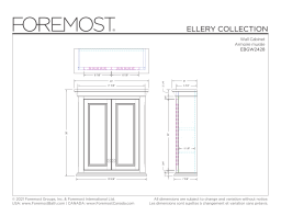 Foremost EBGW2428 Ellery 24 in. W x 8 in. D x 28 in. H Gray Bathroom Storage Wall Cabinet spécification