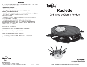 Total Chef TCRF08BN Total Chef 8 Person Raclette and Cheese Fondue Set Mode d'emploi | Fixfr