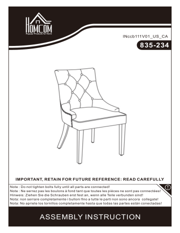 HOMCOM 835-234 Light Grey Soft Fabric Wooden Leg Dining Parsons Chair (Set of 2) Mode d'emploi | Fixfr