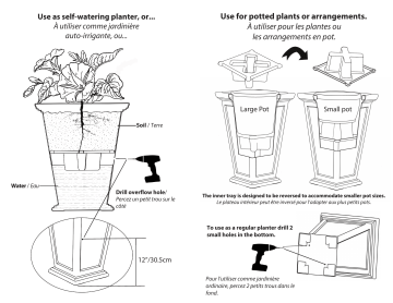 FCMP Outdoor MOD-CP3000-BLK-2 Tall 15 in. x 24 in. Black Plastic Casablanca Planter (2-Pack) Mode d'emploi | Fixfr