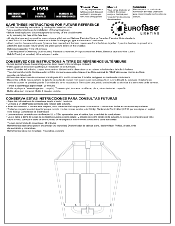Eurofase 41958-018 Bastille 4-Light Black Hardwired Outdoor Wall Lantern Sconce (1-Pack) Mode d'emploi | Fixfr