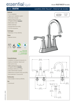 Keeney RUS74WCP Belanger 4 in. Centerset 2-Handle Bathroom Faucet spécification