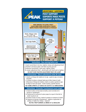Peak Products 2401-066 4 in. x 4 Guide d'installation | Fixfr