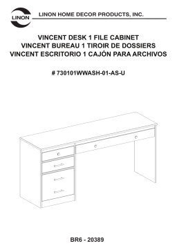 Linon Home Decor THD03679 Waverly 65 in. W Rectangular White-Wash Wood 3-Drawer 1-File Cabinet Writing Desk Mode d'emploi