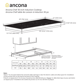 Ancona AN-2402 Chef 30 in. Glass-Ceramic Induction Cooktop spécification