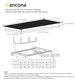 Ancona AN-2412 Chef 36 in. Glass-Ceramic Induction Cooktop spécification