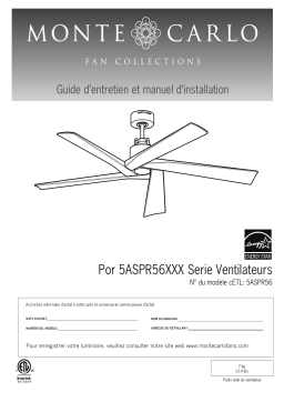 Monte Carlo 5ASPR56MBK Aspen 56 in. Indoor/Outdoor Midnight Black Ceiling Fan Mode d'emploi