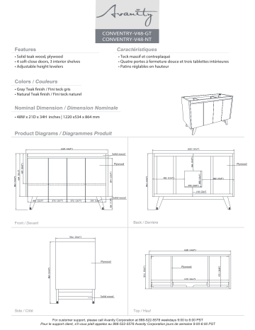 Avanity COVENTRY-V48-NT Coventry 48 in. Vanity Cabinet Only spécification | Fixfr