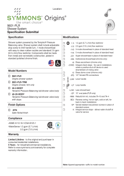 Symmons 9601-PLR-B-1.5-TRM Origins 1-Handle Wall-Mounted Shower Trim Kit spécification