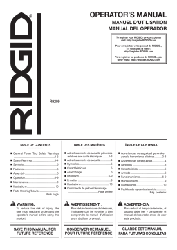RIDGID R9209 18V Brushless Cordless 2-Tool Combo Kit Mode d'emploi