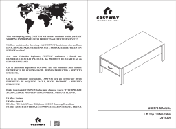 FUFU&GAGA KF200176-02 47.2 in. Black Rectangle MDF Wood Lift Top Coffee Table Mode d'emploi